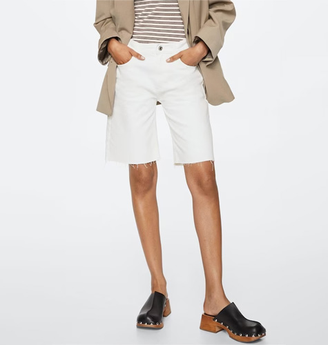 Women White Pure Cotton Denim Shorts